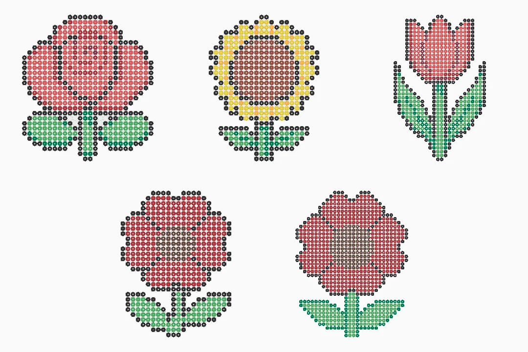 Flower Perler Beads: Rose, Sunflower, Tulip and Poppy bead patterns